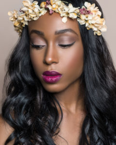 black bride toronto wedding makeup flower wreath
